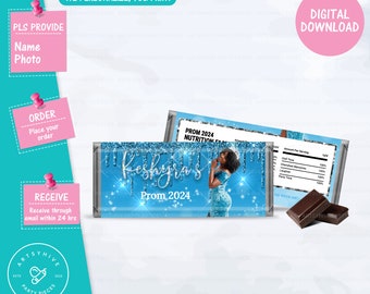 Prom Send off 2024 Candy Bar, Prom Send off 2024, Glittery Baby Blue and Silver Color, Digital Downloads, PL-BB&S