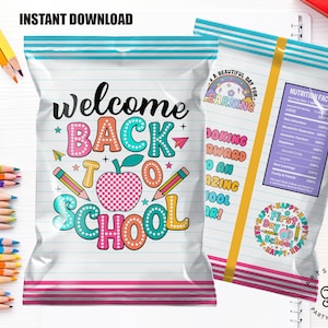 Étiquette de sac à puces de la rentrée scolaire, sac à puces de bienvenue à la rentrée, sac à puces pour la première journée d'école, téléchargement immédiat, S02