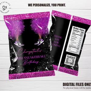 Custom Sneaker Ball Chip Bag Label: Girl Birthday Party (Digital Download)