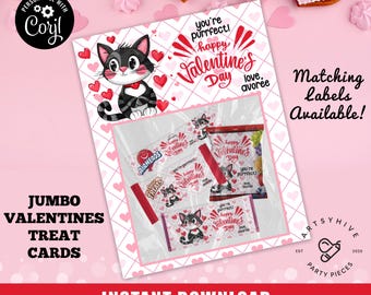 Jumbo Valentine Treat Card: Editable Classroom Gift (Instant Download)