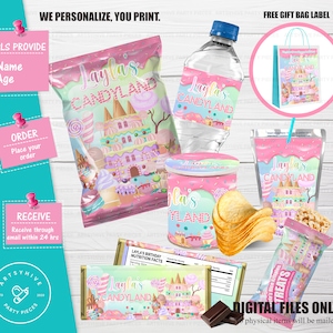 Candy Land Party Favors, Custom Party Favors,  Candy Land Birthday, Candy Land Chip bag, Candy bar Wrapper and more Digital Download, G03