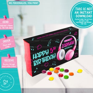 Emballage de boîte de bonbons, cadeaux de fête, cadeaux de fête danse, fête d'anniversaire en musique, emballage de boîte de bonbons d'anniversaire, téléchargement numérique, G06