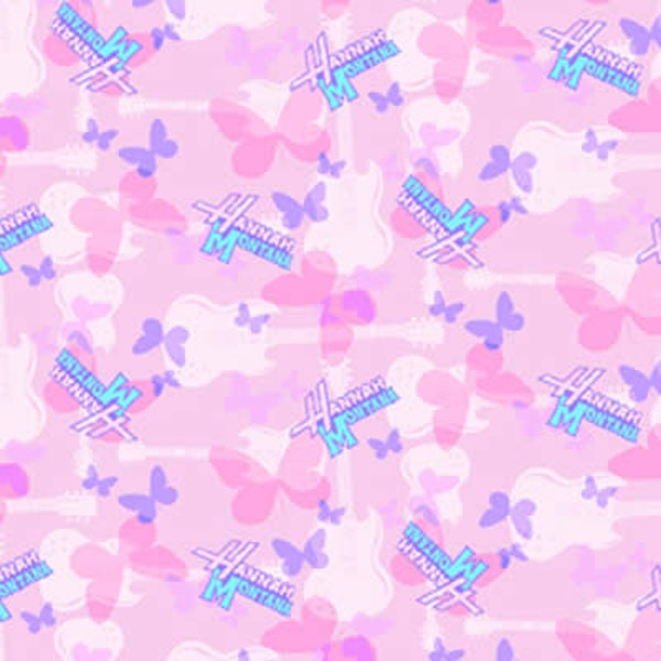 Hannah Montana Kids Cotton Flannel Fabric. Purple Pink Butterflies Flannel Fabric. Hannah Montana Guitar Pink Quilting Fabric. Girls Flannel
