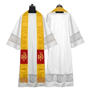 Traditional Clergy Stole with Embroidered PAX Motif - Church Priest Vestment