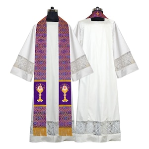 Liturgical Clergy Stole with Chalice Motif Embroidery | Church Vestment