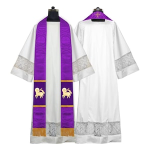 Catholic Priest Stole with Embroidered Lamb Motif