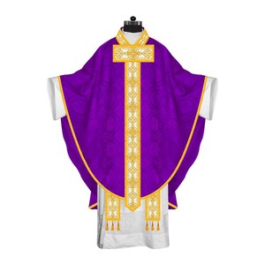 Gothic Chasuble Vestment With Woven Braids and Stole