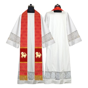Clergy Stole with Spiritual Lamb Embroidery | Church Vestment
