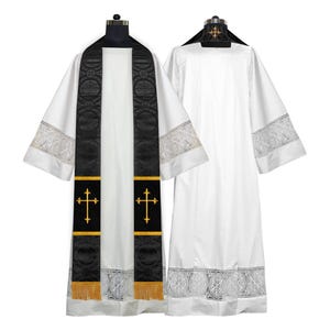 Minister Stole Vestment with Embroidered Western Cross motif
