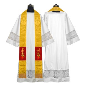 Handcrafted Church Stole – Embroidered PAX and Grapes Minister Stole