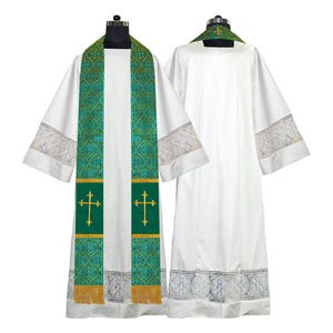 Liturgical Pastor Stole with Spiritual Embroidery Cross motif | Church Vestment