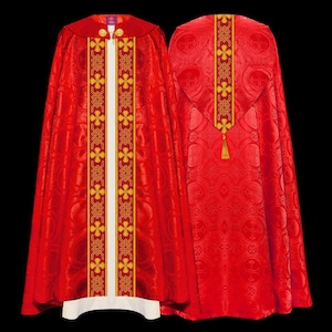 Red Gothic Cope Vestment with Ornate Orphrey - Liturgical wear