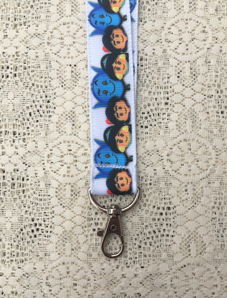 Aladdin Emoji Ribbon Lanyard / Jasmine / Genie / ID Holder / Etsy