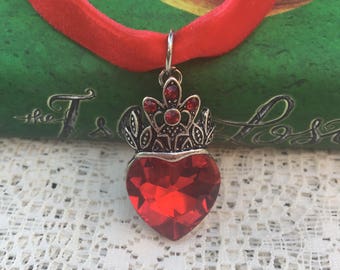 Evie Heart Choker Necklace - Descendants 2 - Red Crystal Heart - Gift for Her - Kids Costume - Cosplay - Evil Queen