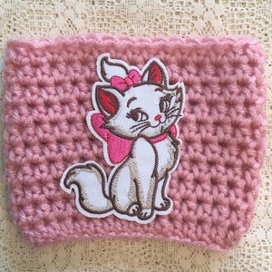 Marie Crochet Cup Cozy / Aristocats / Cat / Pink / Cream / Coffee Cozy / Drink Cozy image 3