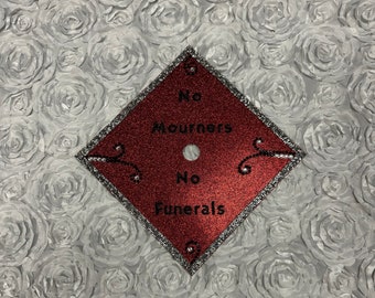 Grad Cap Topper Inspired by Six of Crows / No Mourners No Funerals / SOC / Kaz Brekker / Kanej / Crow Club / Graduation / Bookish