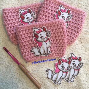 Marie Crochet Cup Cozy / Aristocats / Cat / Pink / Cream / Coffee Cozy / Drink Cozy image 4