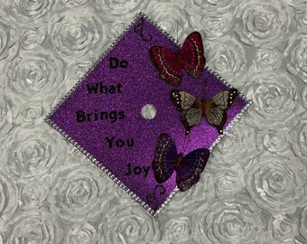 Do What Brings You Joy Inspired Grad Cap Topper / Graduation / Bookish Graduate / Butterfly