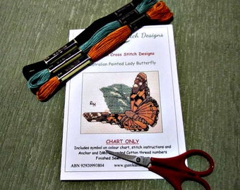 Australian fauna cross stitch chart - Australian Painted Lady Butterfly.  PDF instant download