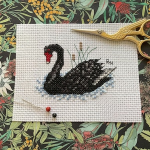 Australian fauna cross stitch chart - Black Swan.  PDF instant download
