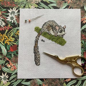 Australian fauna cross stitch chart - Leadbeater Possum.  PDF instant download.