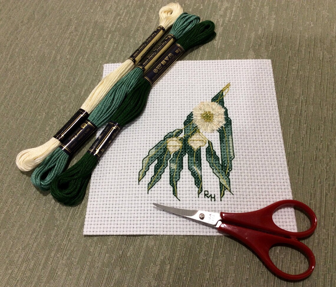 Australian Flora Cross Stitch Chart Tasmanian Blue Gum. PDF Instant