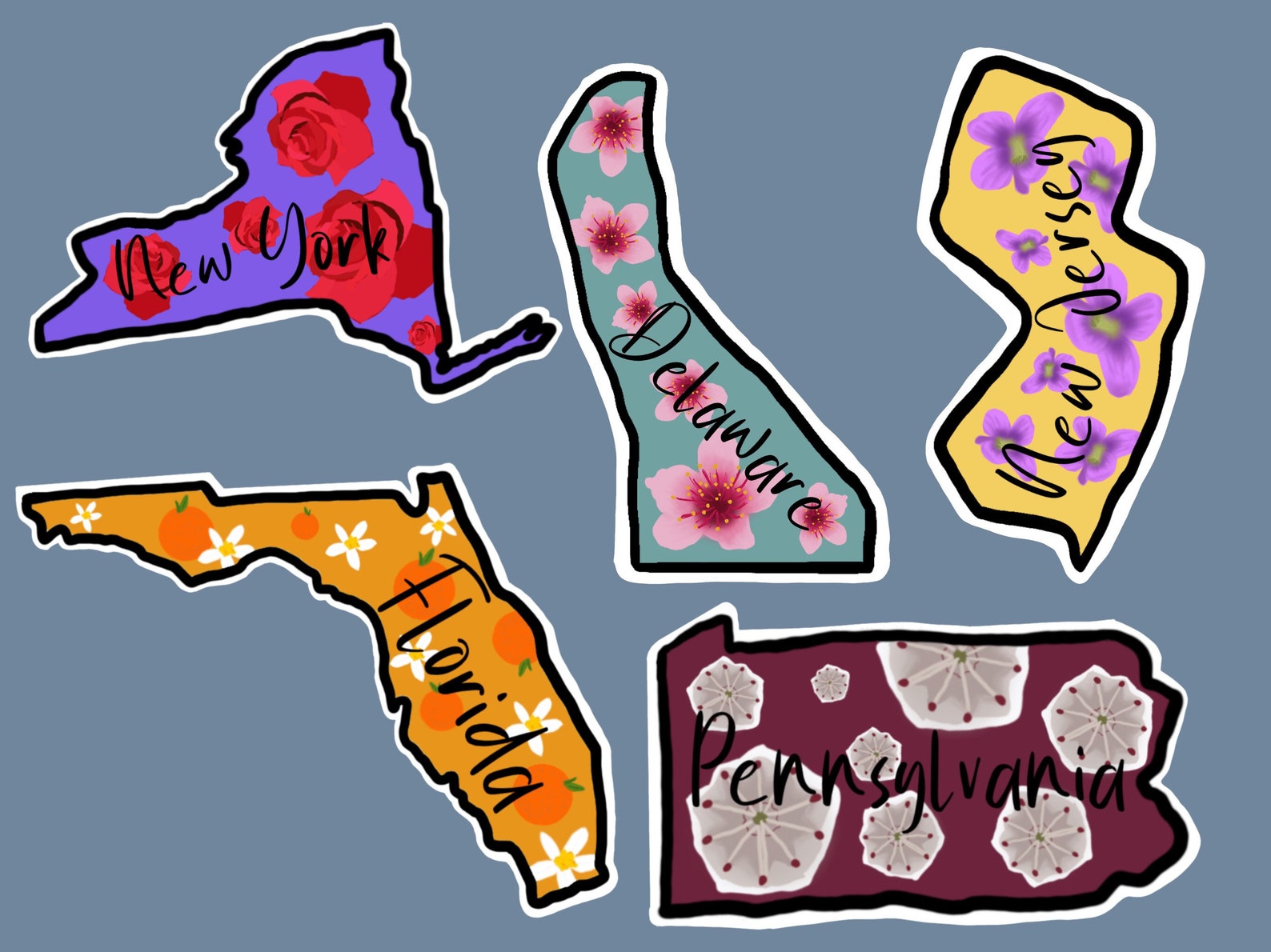 State Stickers Laptop Stickers Water bottle Stickers Etsy