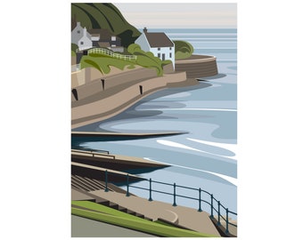 RUNSWICK Coastguards Cottage. limited Edition Minimal contemporary archival art print, inspired modernist design - By Ian Mitchell