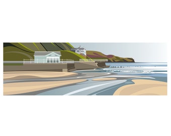 PANORAMIC - SANDSEND NAB - Ltd Edition Giclee.Minimal contemporary archival art print - by Ian Mitchell