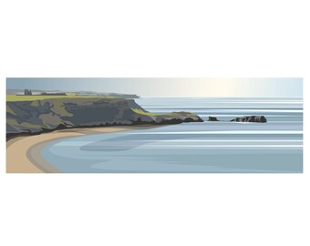 PANORAMIC - Saltwick Bay, Whitby Abbey, Yorkshire, Coast, Landscape Print, Fine Art, Wall Art, Limited Edition Signed print by Ian Mitchell