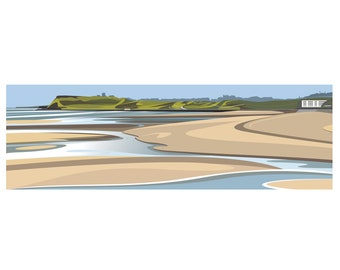 PANORAMIC Ltd Edition Giclee. SCARBOROUGH North Bay & Castle Headland. Minimal contemporary archival art print, - by Ian Mitchell
