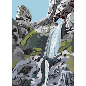 A3 / A2 GORDALE SCAR Waterfall. Uk Yorkshire Dales. Kinsey Crag. Minimal contemporary archival art print Ian Mitchell image 1