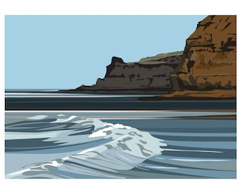 Summer – Penny Nab from STAITHES Breakwater - limited Edition contemporary archival art print - By Ian Mitchell