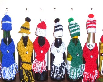Hand knitted! - Wine bottle cozy hat and scarf set - Free Shipping!