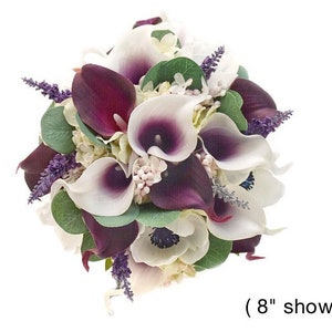 Real Touch Artificial Plum Purple Calla Lilies Navy AnemoneBridal Bouquet Bridesmaids Bouquets Prom Bouquet Wedding Flowers CenterPiece Arch