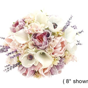 Real Touch Artificial Anemones White Pink Peonies Calla Lilies Bridal Bouquet Bridesmaids Bouquets Cascade Wedding Prom CenterpieceFlowers