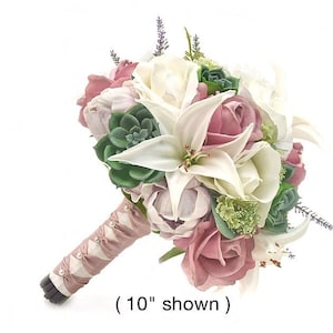 Real Touch Artificial Peonies White Mauve Roses Tiger Lilies Succulent Bridal Bridesmaids Bouquets Prom Cascade Bouquet Wedding Arch Flower