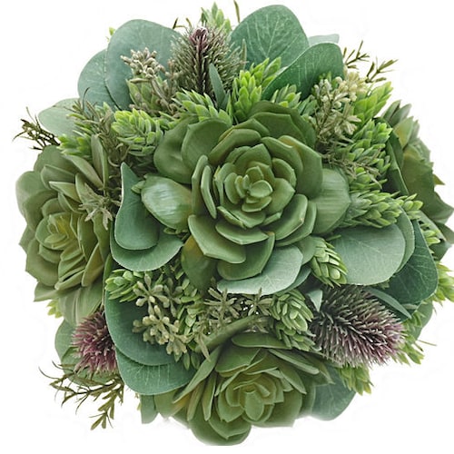 Real Touch Artificial Succulents Hops Bridal Bouquet Etsy