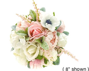 Real Touch Artificial Navy Anemone Blush Pink White Peonies Rose Bridal Bouquet Bridesmaids Bouquets Prom Bouquet Wedding Flower CenterPiece