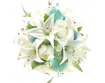 Aqua White Bouquet Etsy
