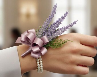 Lavender Boutonniere Corsage Prom Wedding Flower Set