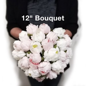 Real Touch Artificial White Ivory Peonies Roses Succulent Baby's Breath Bridal Bridesmaids Bouquets Prom Cascade Bouquet Wedding Arch Flower image 6