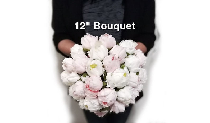 Real Touch Artificial White Ivory Peonies Roses Succulent Baby's Breath Bridal Bridesmaids Bouquets Prom Cascade Bouquet Wedding Arch Flower image 6