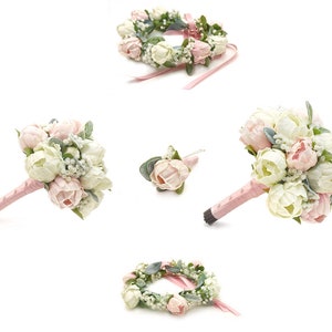 Real Touch Artificial White Blush Pink Peonies Babys Breath Bridal Cascade Bouquet Bridesmaids Bouquets Prom Wedding Flowers Centerpieces