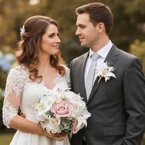 Artificial Wedding Bouquet Blush Pink Roses White Orchids Succulents Bridal Bouquet Bridesmaids Bouquets Prom Bouquet Faux Wedding Flowers