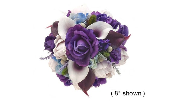 Real Touch Lavender Blush Pink Peonies Picasso Plum Calla Lilies Anemones Bridal Bouquet Bridesmaids Bouquets Wedding Flowers