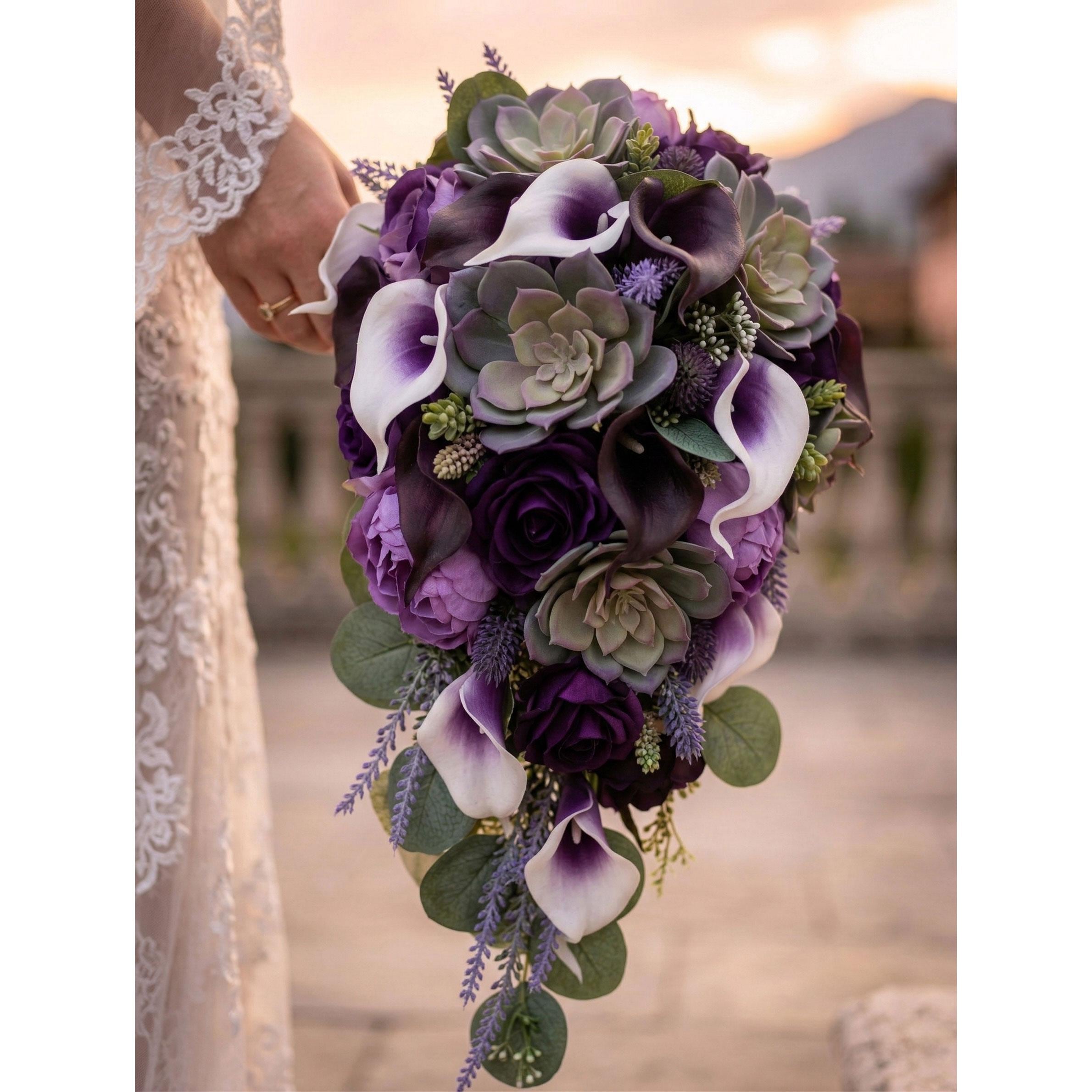 Purple Green Bridal Bouquet