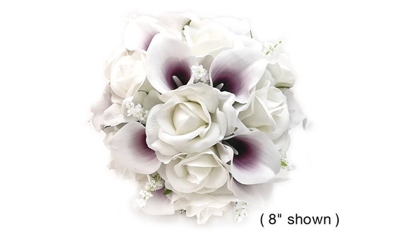 Real Touch Lavender Blush Pink Peonies Picasso Plum Calla Lilies Anemones Bridal Bouquet Bridesmaids Bouquets Wedding Flowers