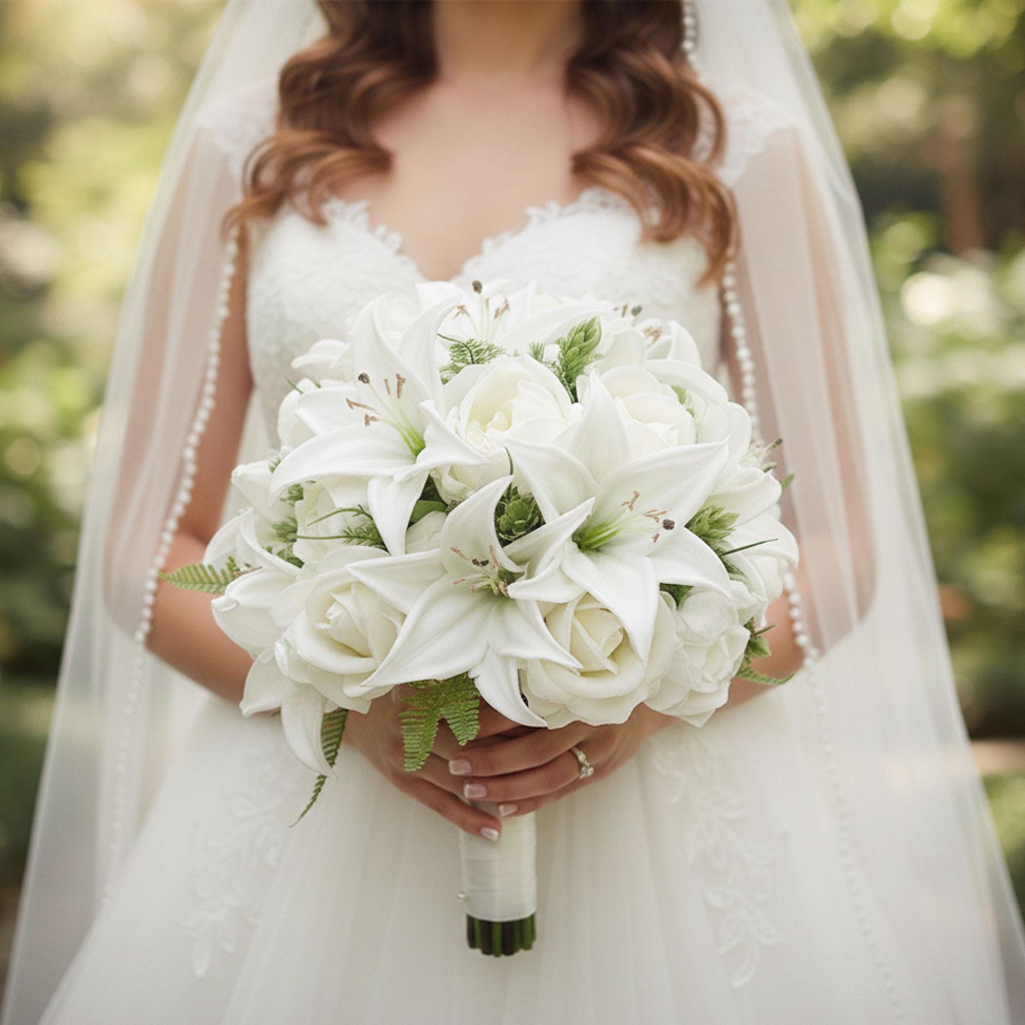 White Tiger Lily Bridal Bouquet