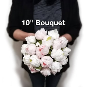 Real Touch Artificial White Ivory Peonies Roses Succulent Baby's Breath Bridal Bridesmaids Bouquets Prom Cascade Bouquet Wedding Arch Flower image 7